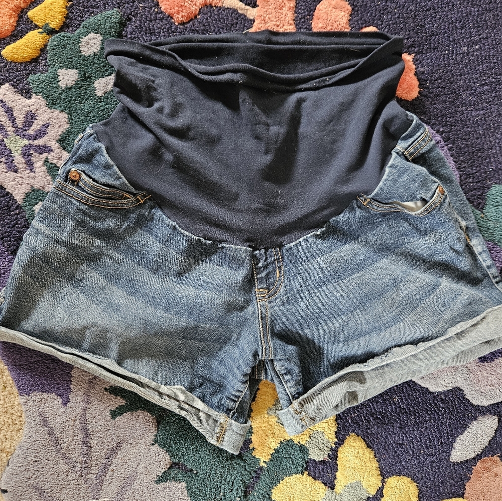 Indigo Blue Denim Maternity Shorts